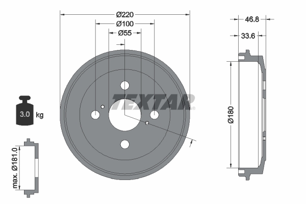 Tambur frana 94036400 TEXTAR