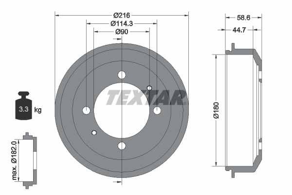 Tambur frana 94037700 TEXTAR