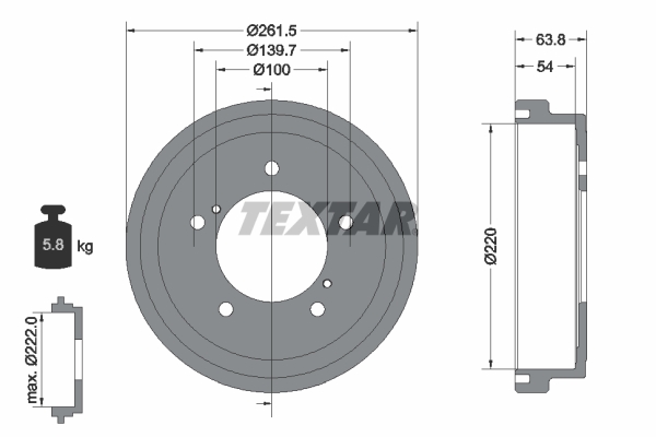 Tambur frana 94037800 TEXTAR