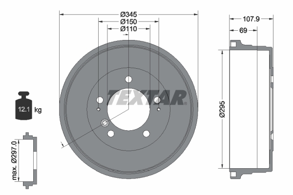 Tambur frana 94040000 TEXTAR
