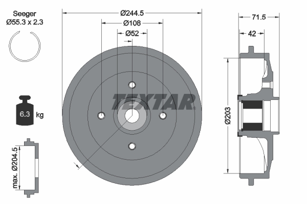 Tambur frana 94041200 TEXTAR