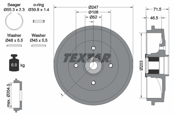 Tambur frana 94041600 TEXTAR