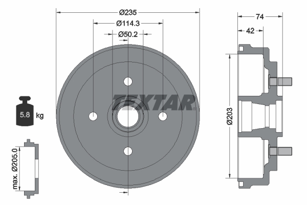 Tambur frana 94042800 TEXTAR