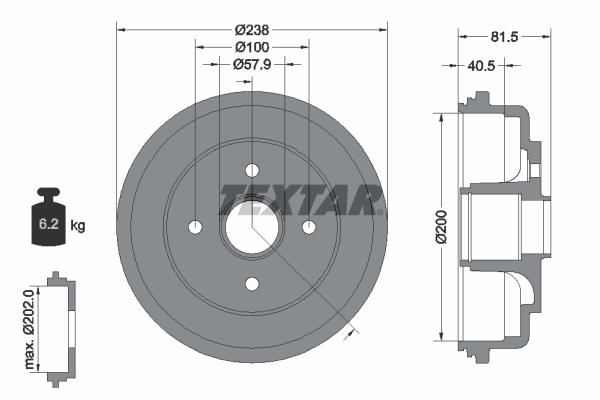 Tambur frana 94043100 TEXTAR