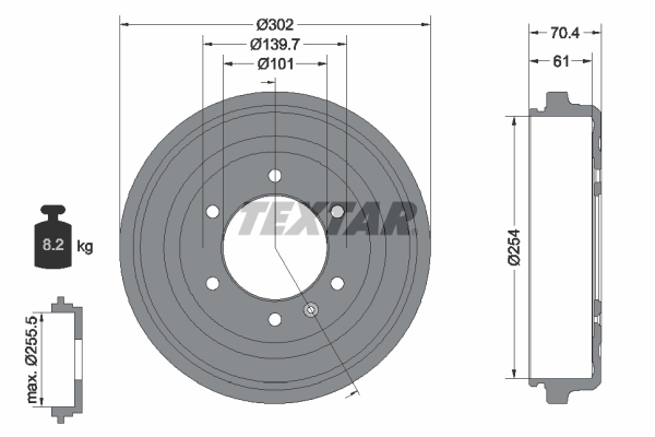 Tambur frana 94043600 TEXTAR