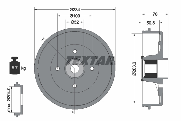 Tambur frana 94045000 TEXTAR