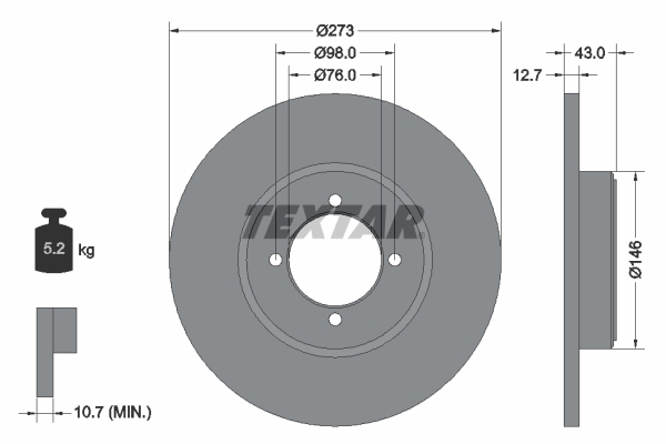 Disc frana 92011400 TEXTAR