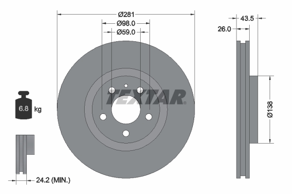 Disc frana 92061000 TEXTAR