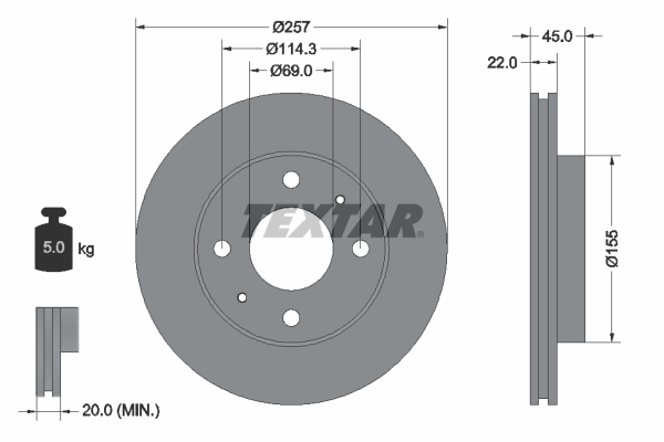 Disc frana 92062800 TEXTAR