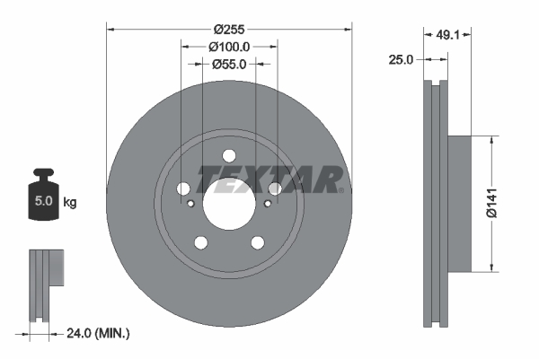 Disc frana 92077400 TEXTAR