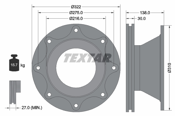 Disc frana 93086500 TEXTAR
