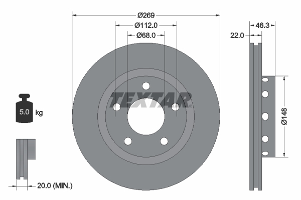 Disc frana 92098400 TEXTAR