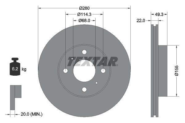 Disc frana 92109300 TEXTAR