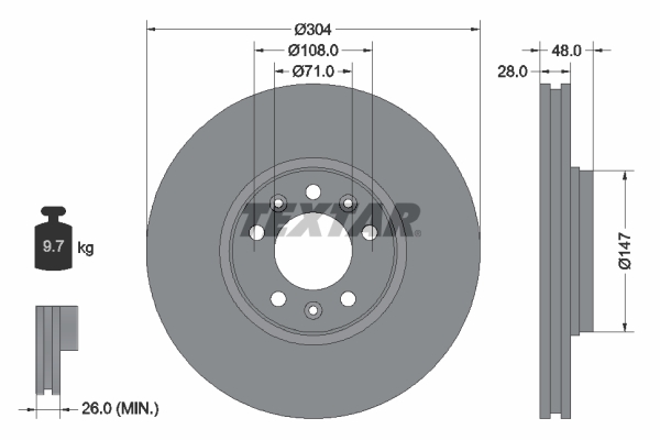 Disc frana 92157003 TEXTAR