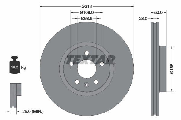 Disc frana 92162305 TEXTAR