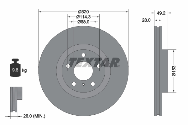 Disc frana 92162405 TEXTAR