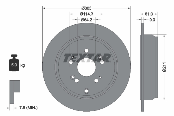 Disc frana 92162503 TEXTAR