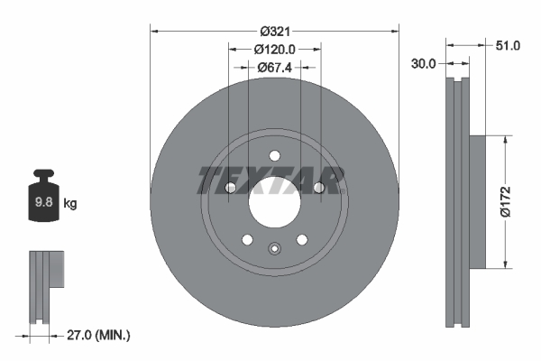 Disc frana 92187005 TEXTAR