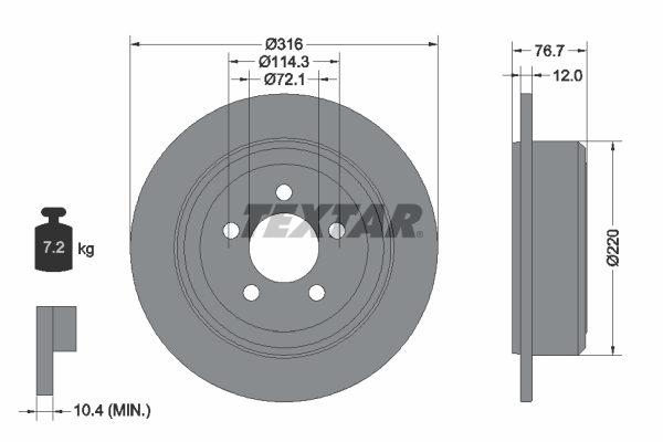 Disc frana 92202703 TEXTAR