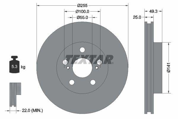 Disc frana 92225003 TEXTAR