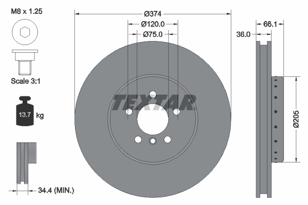 Disc frana 92266025 TEXTAR