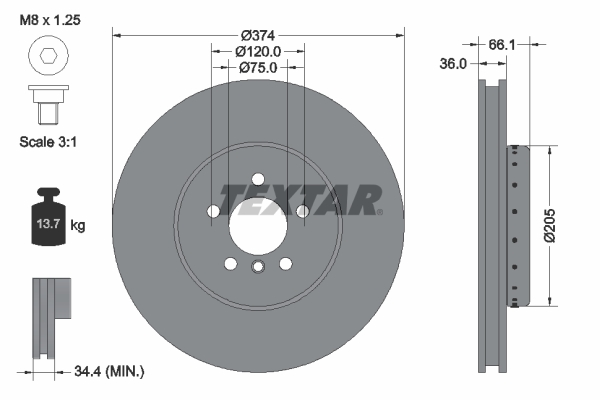 Disc frana 92266125 TEXTAR