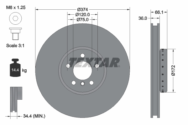 Disc frana 92266225 TEXTAR