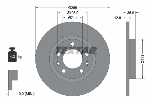 Disc frana 92268003 TEXTAR