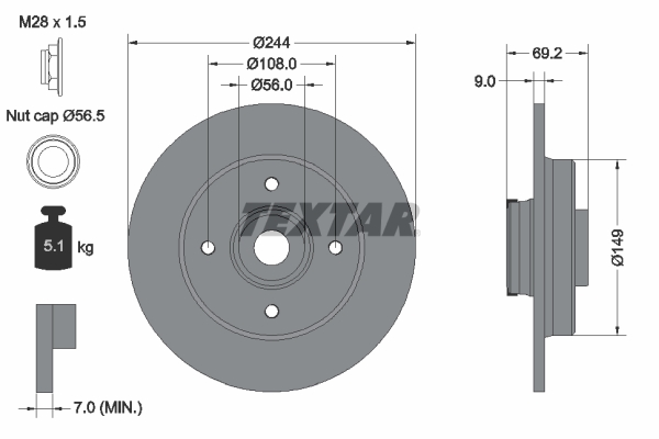 Disc frana 92305403 TEXTAR