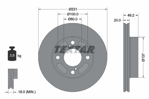 Disc frana 92314003 TEXTAR