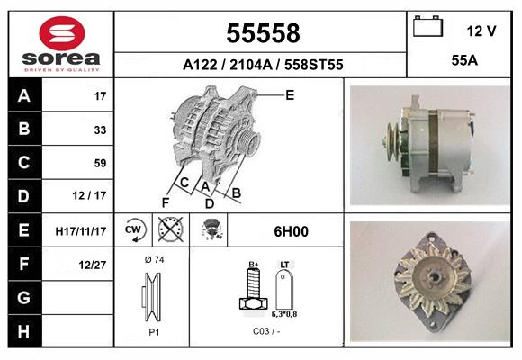 Generator / Alternator 55558 EAI