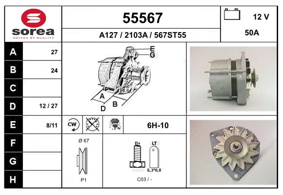 Generator / Alternator 55567 EAI