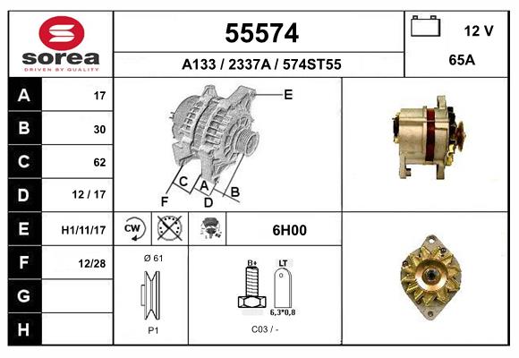 Generator / Alternator 55574 EAI