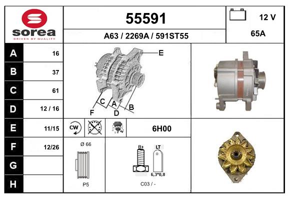 Generator / Alternator 55591 EAI