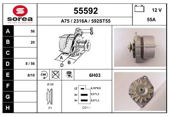 Generator / Alternator 55592 EAI
