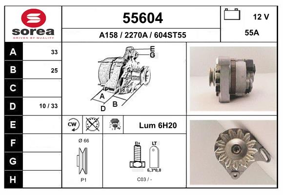 Generator / Alternator 55604 EAI