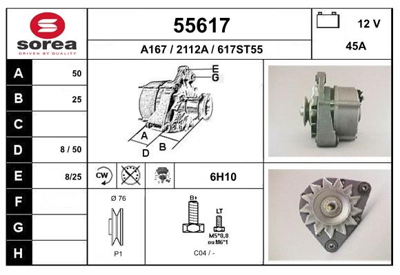Generator / Alternator 55617 EAI