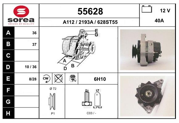 Generator / Alternator 55628 EAI