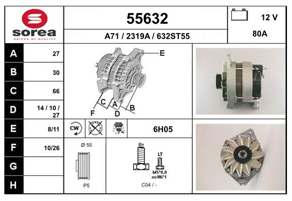 Generator / Alternator 55632 EAI