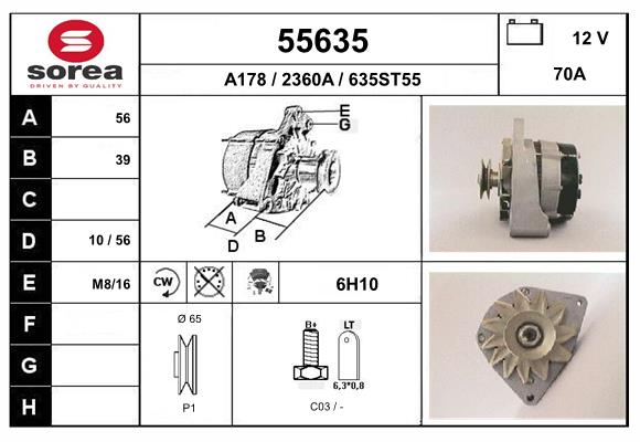 Generator / Alternator 55635 EAI