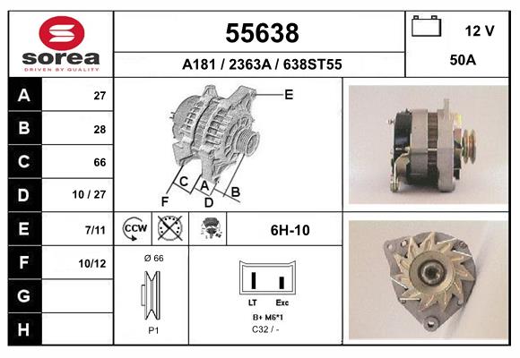 Generator / Alternator 55638 EAI