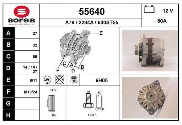 Generator / Alternator 55640 EAI
