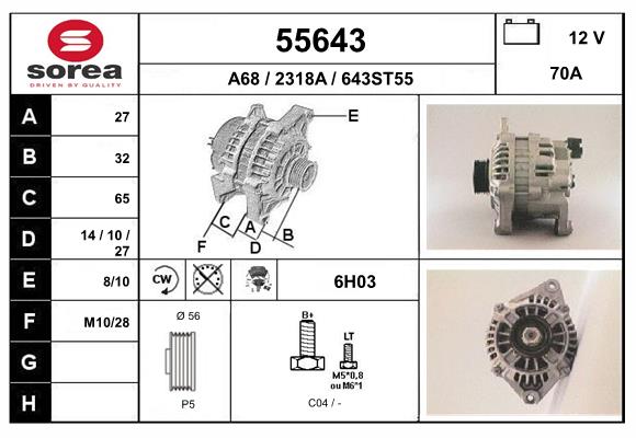 Generator / Alternator 55643 EAI