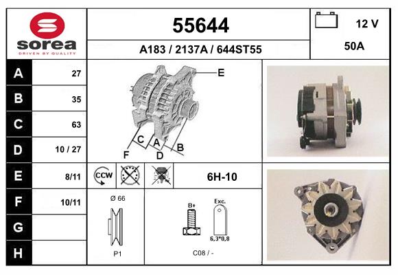 Generator / Alternator 55644 EAI