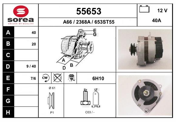 Generator / Alternator 55653 EAI