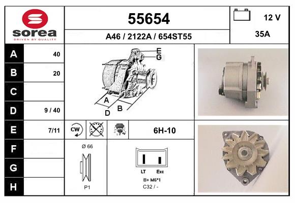 Generator / Alternator 55654 EAI
