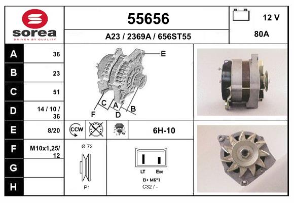 Generator / Alternator 55656 EAI
