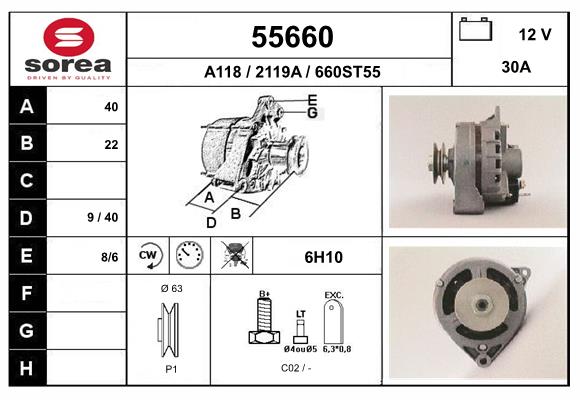 Generator / Alternator 55660 EAI