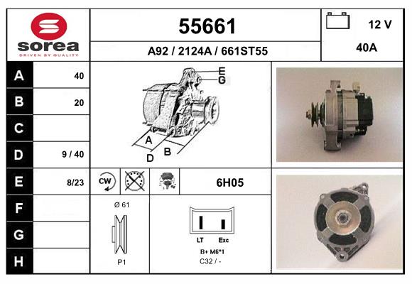 Generator / Alternator 55661 EAI