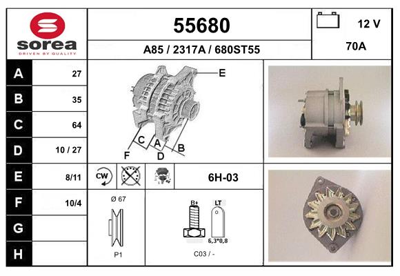 Generator / Alternator 55680 EAI